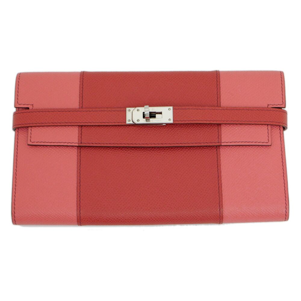 Hermes Kelly Wallet Flag Coral Corail Flamingo Pink Leather Long