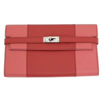 Hermes Kelly Wallet Flag Coral Corail Flamingo Pink Leather Long