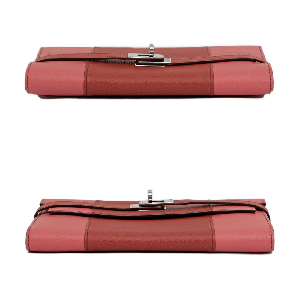 Hermes Kelly Wallet Flag Coral Corail Flamingo Pink Leather Long — view 3