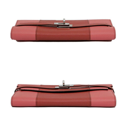 Hermes Kelly Wallet Flag Coral Corail Flamingo Pink Leather Long — view 3