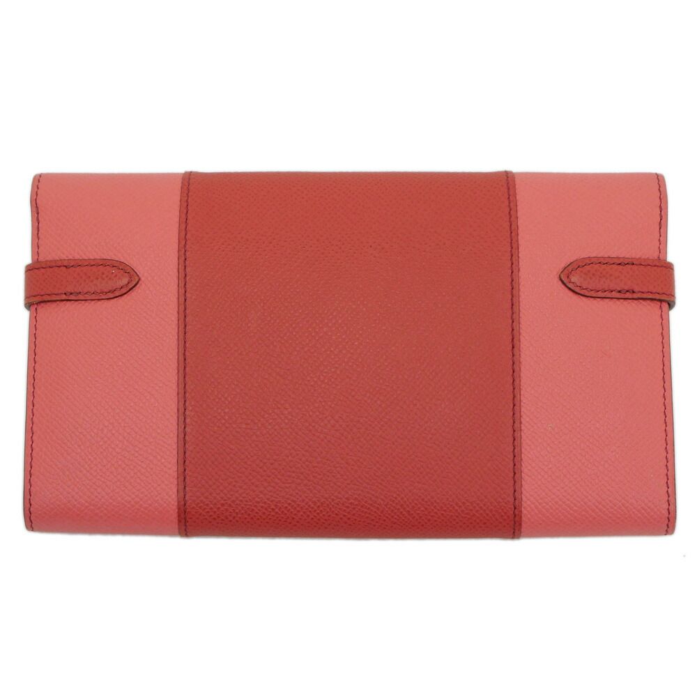 Hermes Kelly Wallet Flag Coral Corail Flamingo Pink Leather Long — view 2