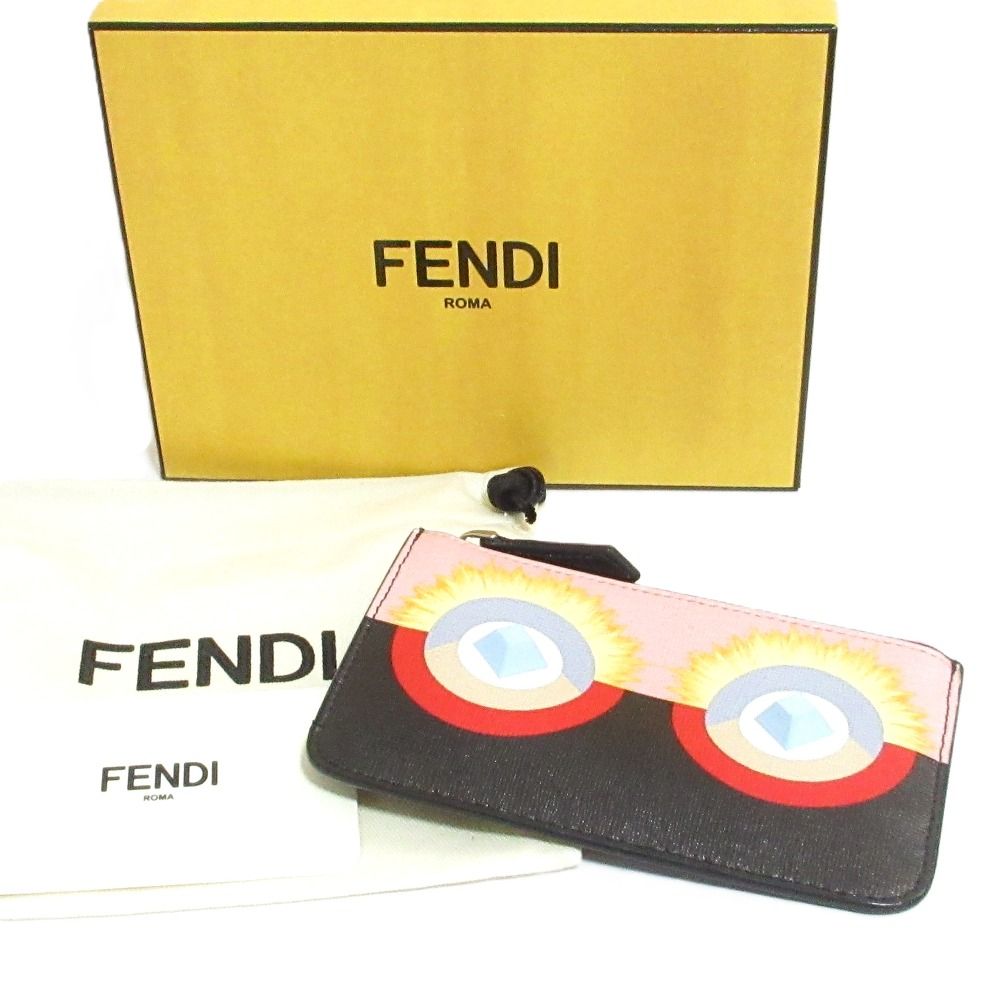 Fendi Bugsmon Star Coin Key Case Black Pink Key Holder