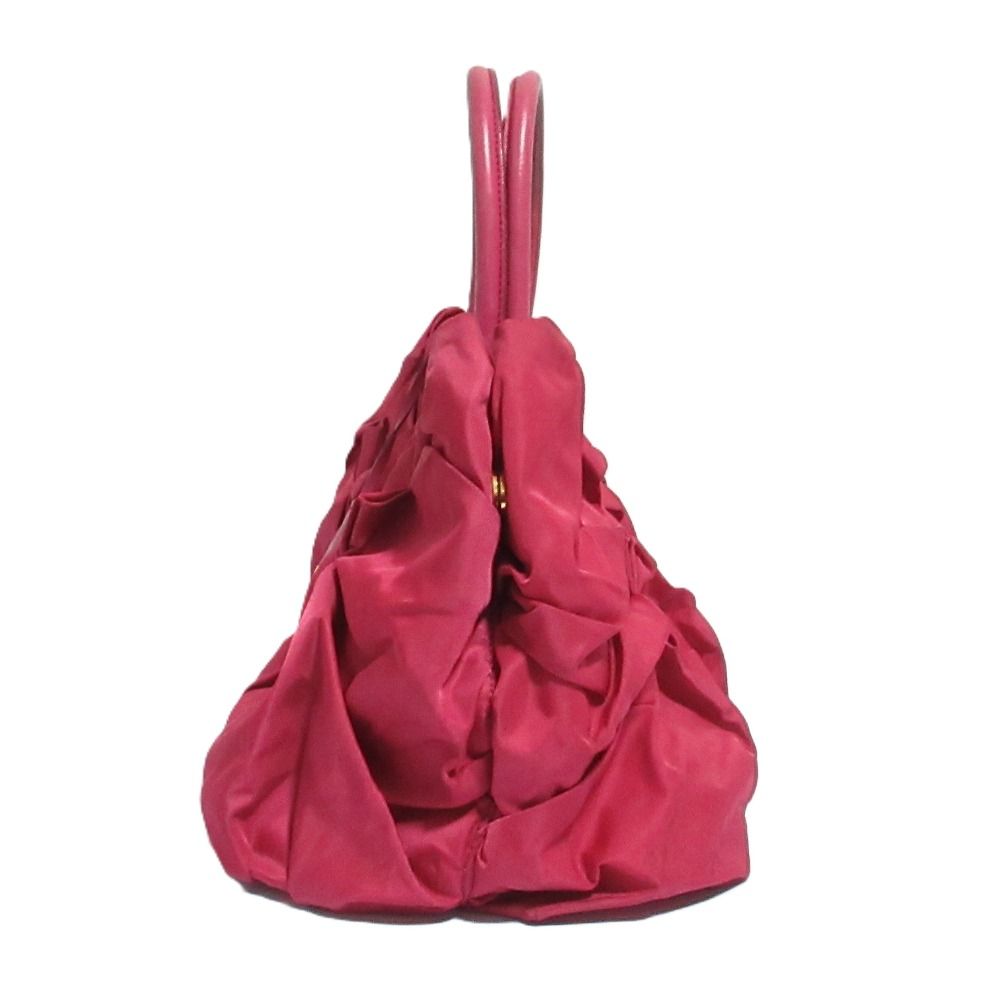 Prada Nylon Frill Gather Handbag Pink — view 3