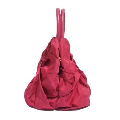 Prada Nylon Frill Gather Handbag Pink — view 3