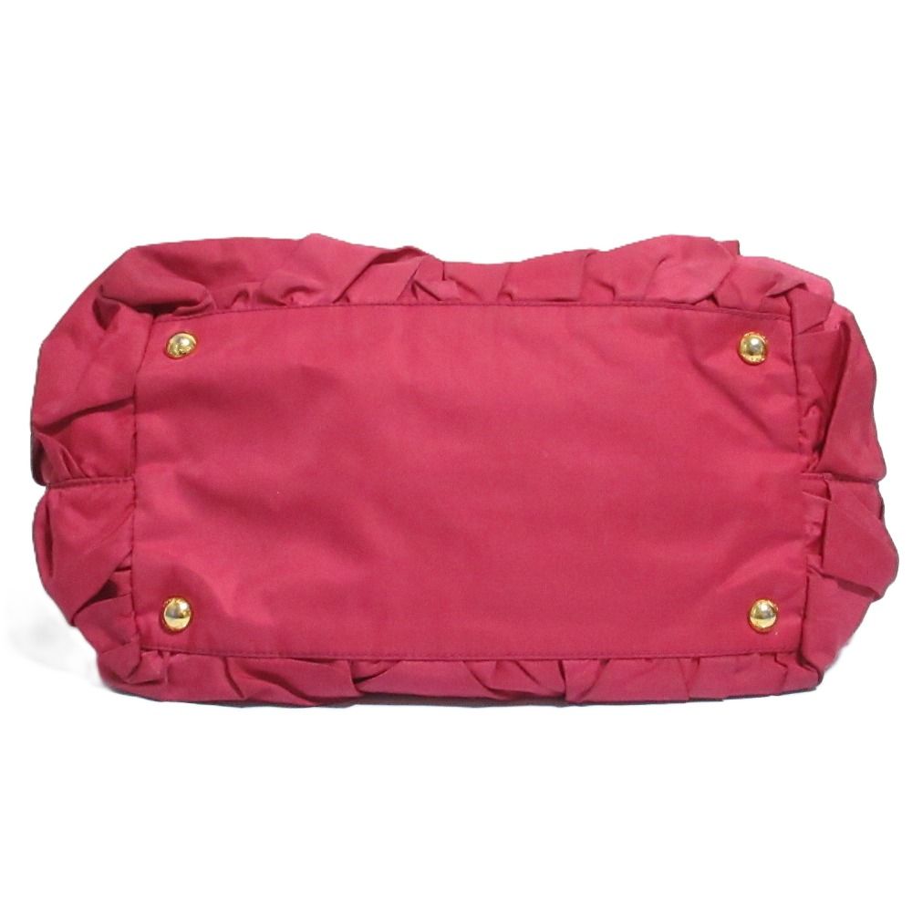 Prada Nylon Frill Gather Handbag Pink — view 4
