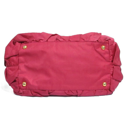 Prada Nylon Frill Gather Handbag Pink — view 4