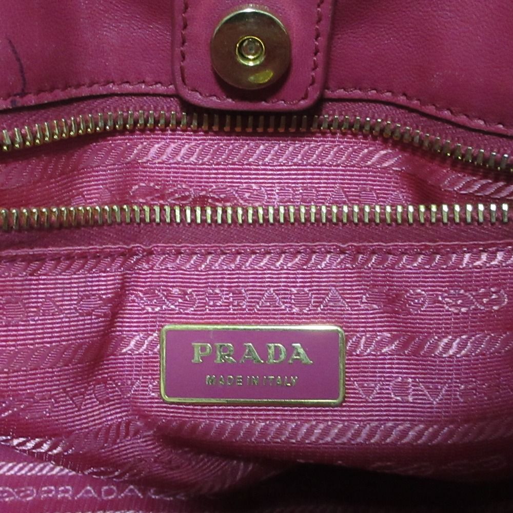 Prada Nylon Frill Gather Handbag Pink — view 7