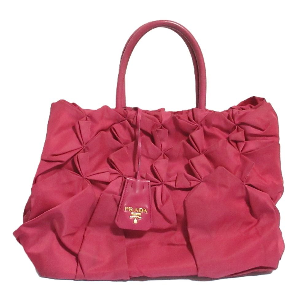 Prada Nylon Frill Gather Handbag Pink — view 2