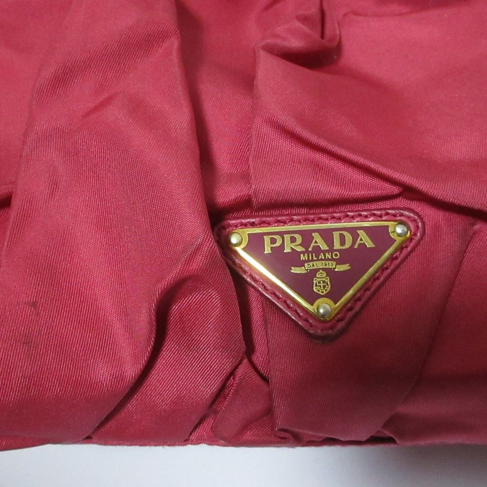 Prada Nylon Frill Gather Handbag Pink — view 5
