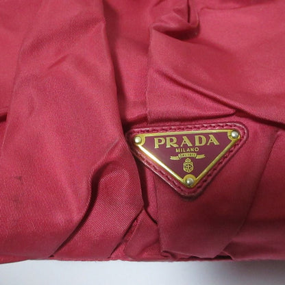 Prada Nylon Frill Gather Handbag Pink — view 5