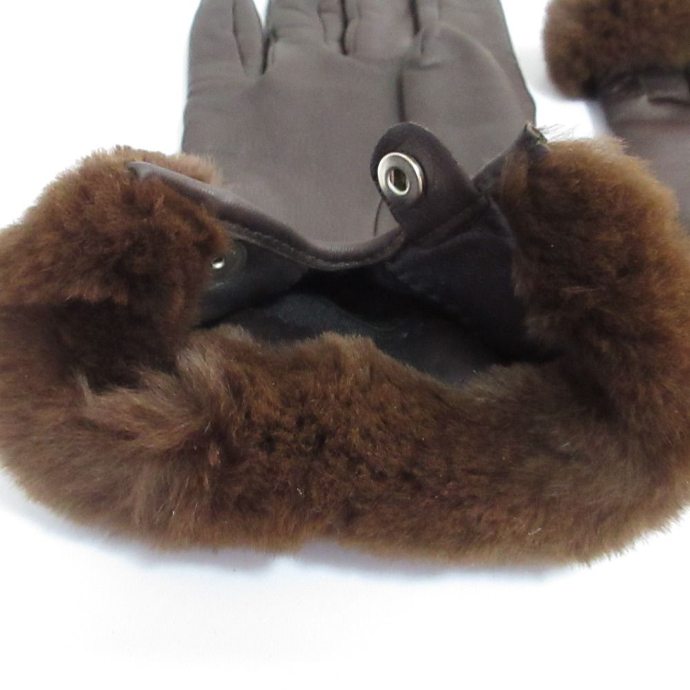 Hermes Princess Kelly Leather Gloves Mink 7 Dark Brown — view 4