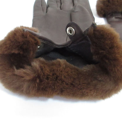Hermes Princess Kelly Leather Gloves Mink 7 Dark Brown — view 4