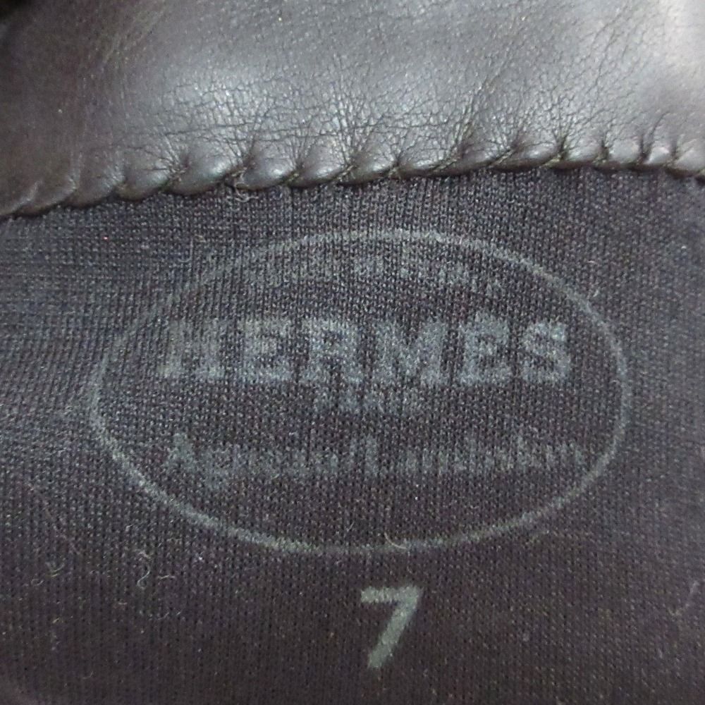 Hermes Princess Kelly Leather Gloves Mink 7 Dark Brown — view 5