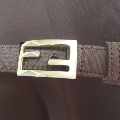 Fendi Square Buckle Narrow Belt Neck Dress Brown — view 6