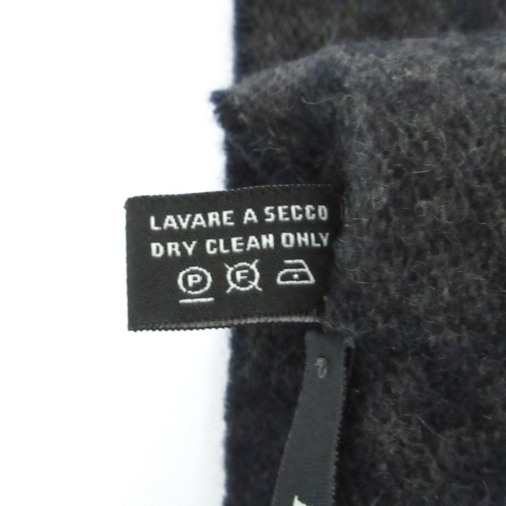 Gucci GG Pattern Cashmere Fringe Scarf Navy — view 9