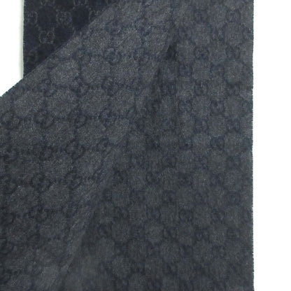 Gucci GG Pattern Cashmere Fringe Scarf Navy — view 5