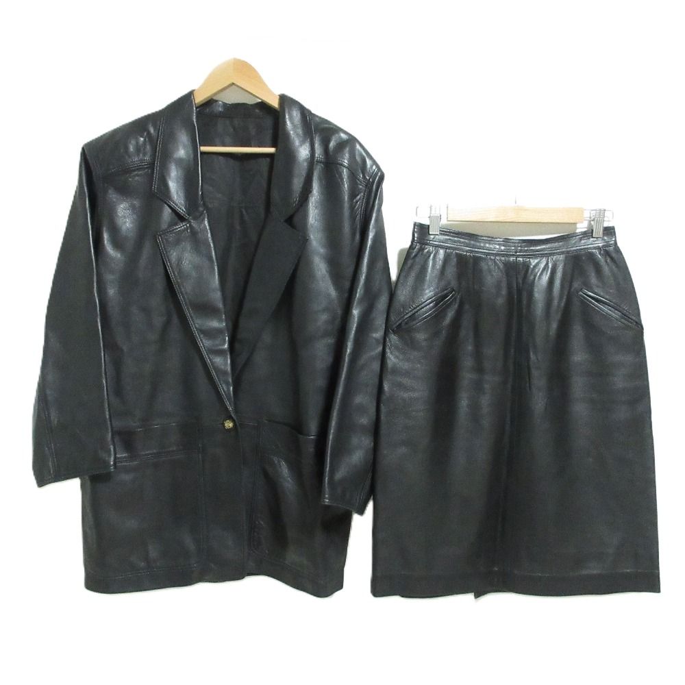 Loewe Vintage Lambskin Tailored Jacket Skirt Set Black