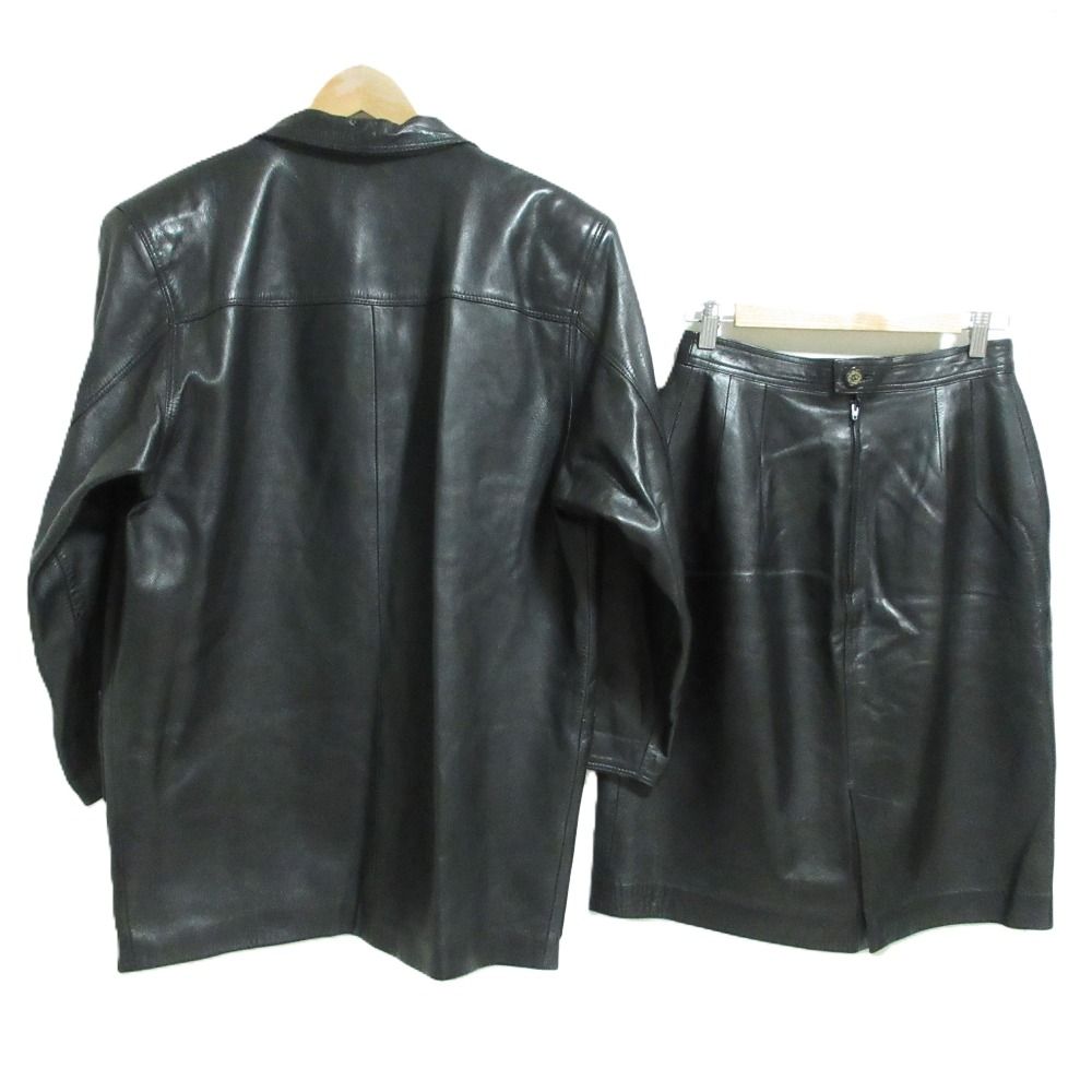 Loewe Vintage Lambskin Tailored Jacket Skirt Set Black — view 2