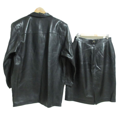 Loewe Vintage Lambskin Tailored Jacket Skirt Set Black — view 2