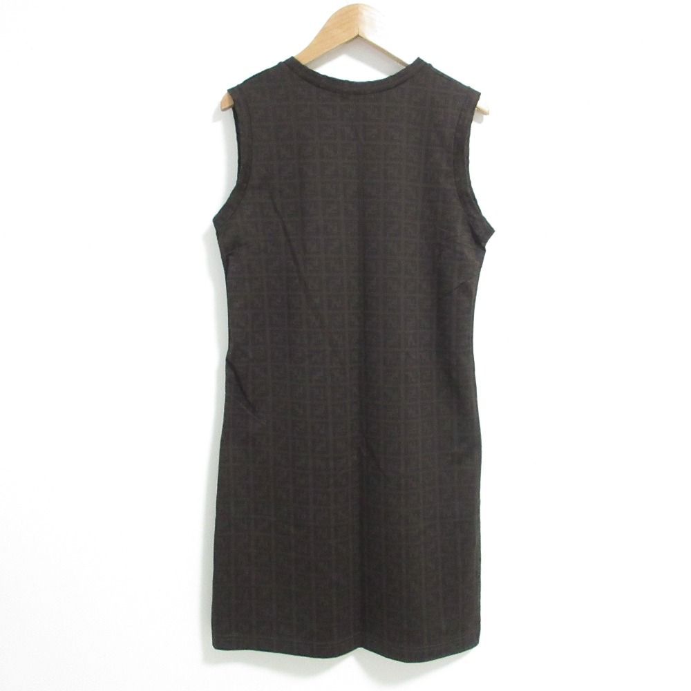 Fendi Vintage Zucca Pattern Stretch Above Knee Length Sleeveless Dress 44 Black — view 2