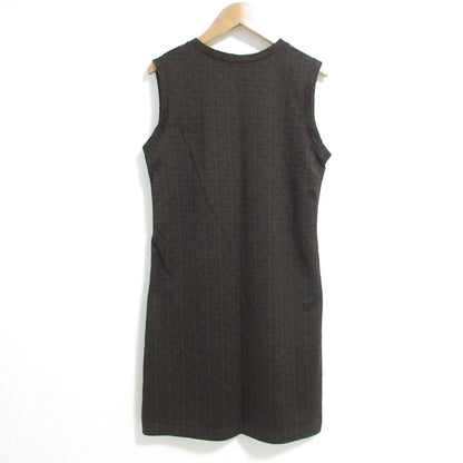 Fendi Vintage Zucca Pattern Stretch Above Knee Length Sleeveless Dress 44 Black — view 2