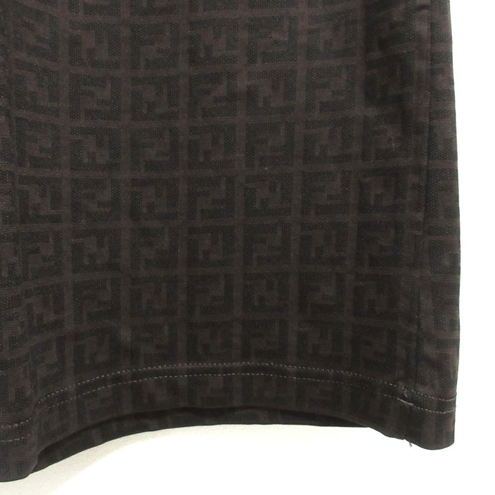 Fendi Vintage Zucca Pattern Stretch Above Knee Length Sleeveless Dress 44 Black — view 4
