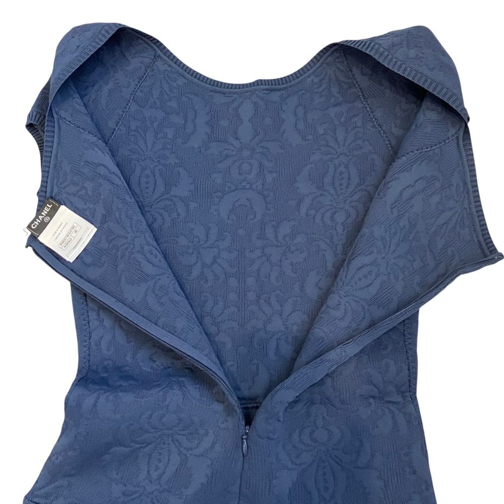 Chanel Jacquard Knit Dress 36 Navy — view 3
