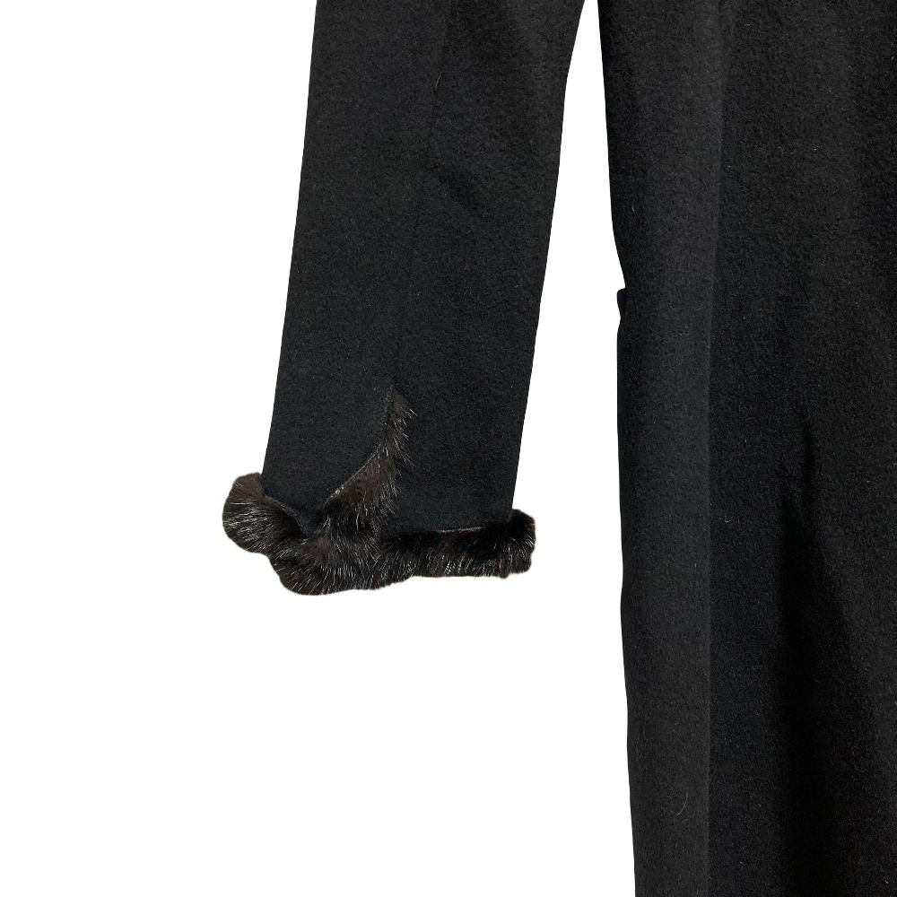 Prada Mink Trim Wool Angora Stand Color Coat 40 Black — view 6