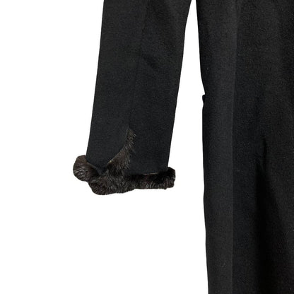 Prada Mink Trim Wool Angora Stand Color Coat 40 Black — view 6