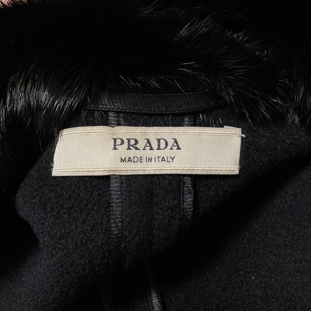 Prada Mink Trim Wool Angora Stand Color Coat 40 Black — view 9