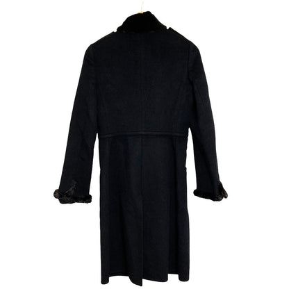 Prada Mink Trim Wool Angora Stand Color Coat 40 Black — view 2