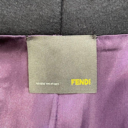 Fendi Leather Trim Shawl Color Chesterfield Coat 44 Navy — view 4