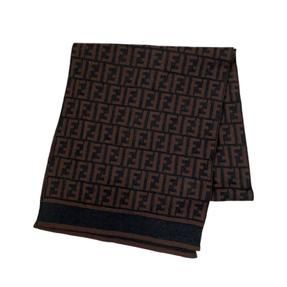 Fendi Vintage Zucca Pattern Knit Scarf Brown Black