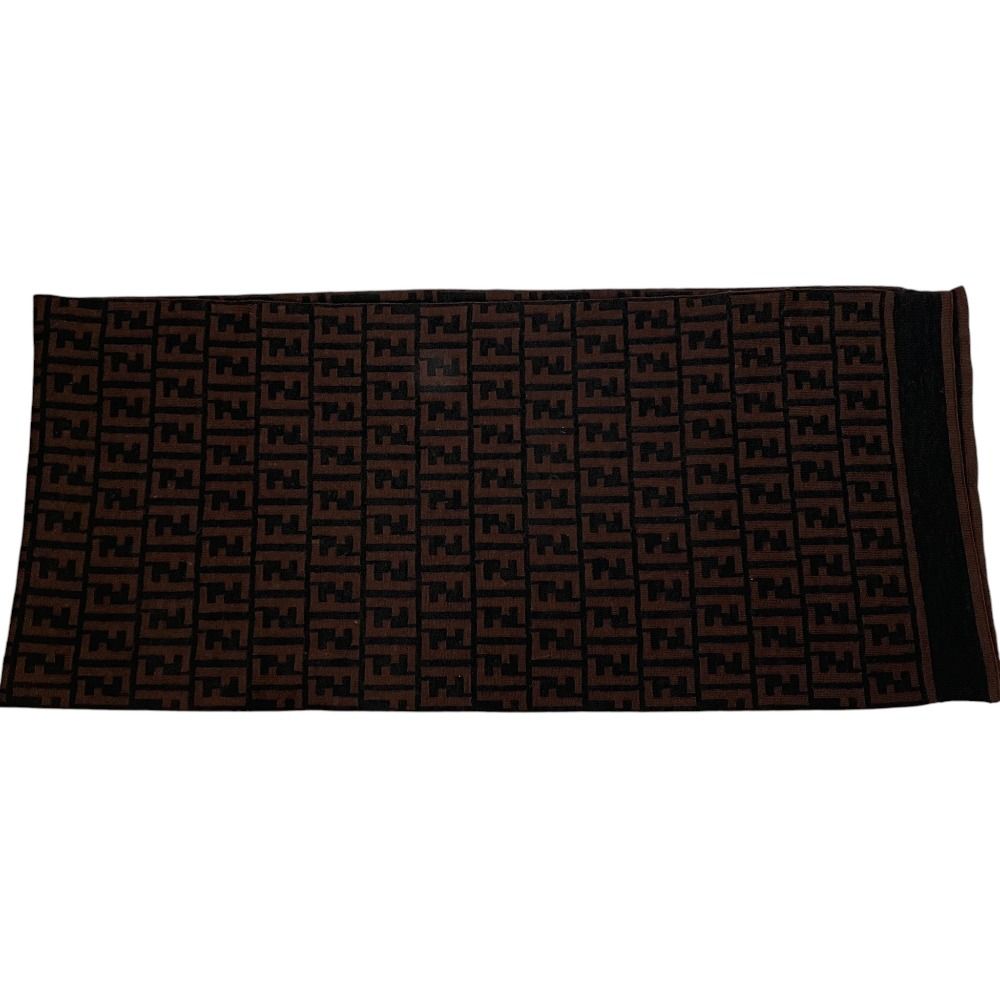 Fendi Vintage Zucca Pattern Knit Scarf Brown Black — view 5