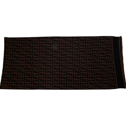 Fendi Vintage Zucca Pattern Knit Scarf Brown Black — view 5