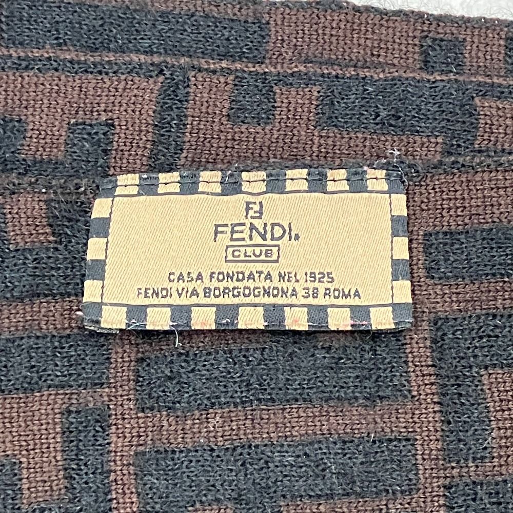 Fendi Vintage Zucca Pattern Knit Scarf Brown Black — view 6