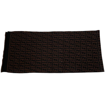 Fendi Vintage Zucca Pattern Knit Scarf Brown Black — view 2