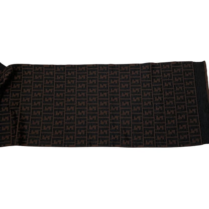 Fendi Vintage Zucca Pattern Knit Scarf Brown Black — view 4