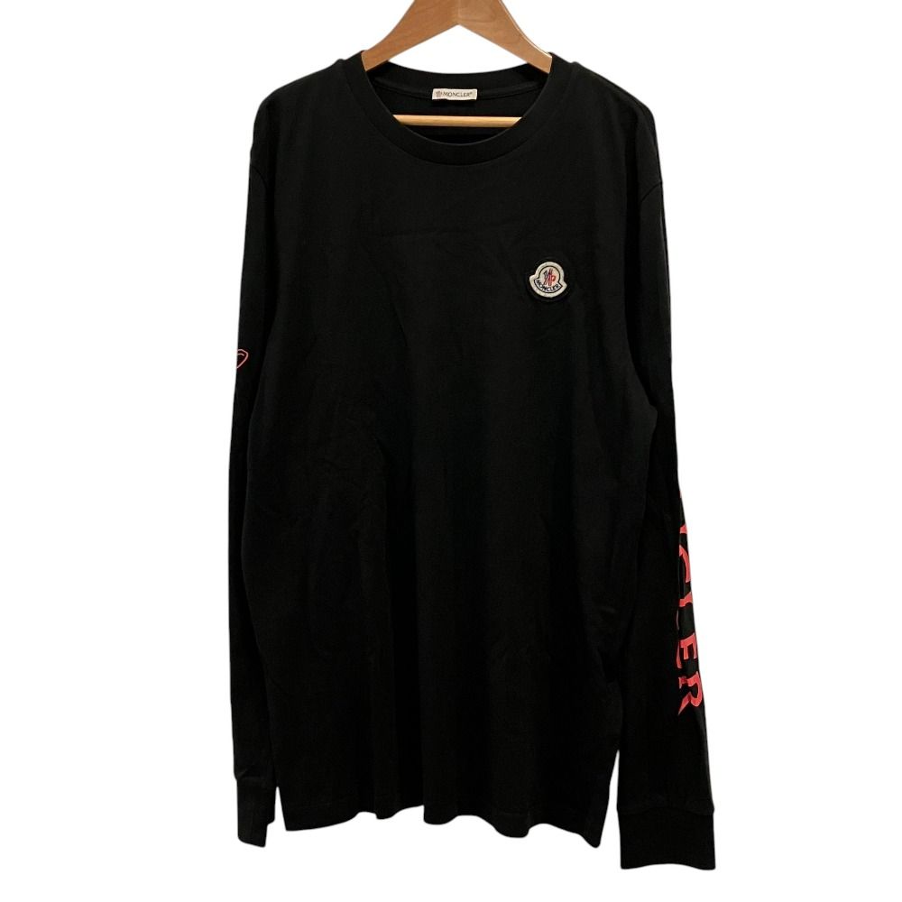 Moncler LS T-Shirt Sleeve Logo Print Patch M Black