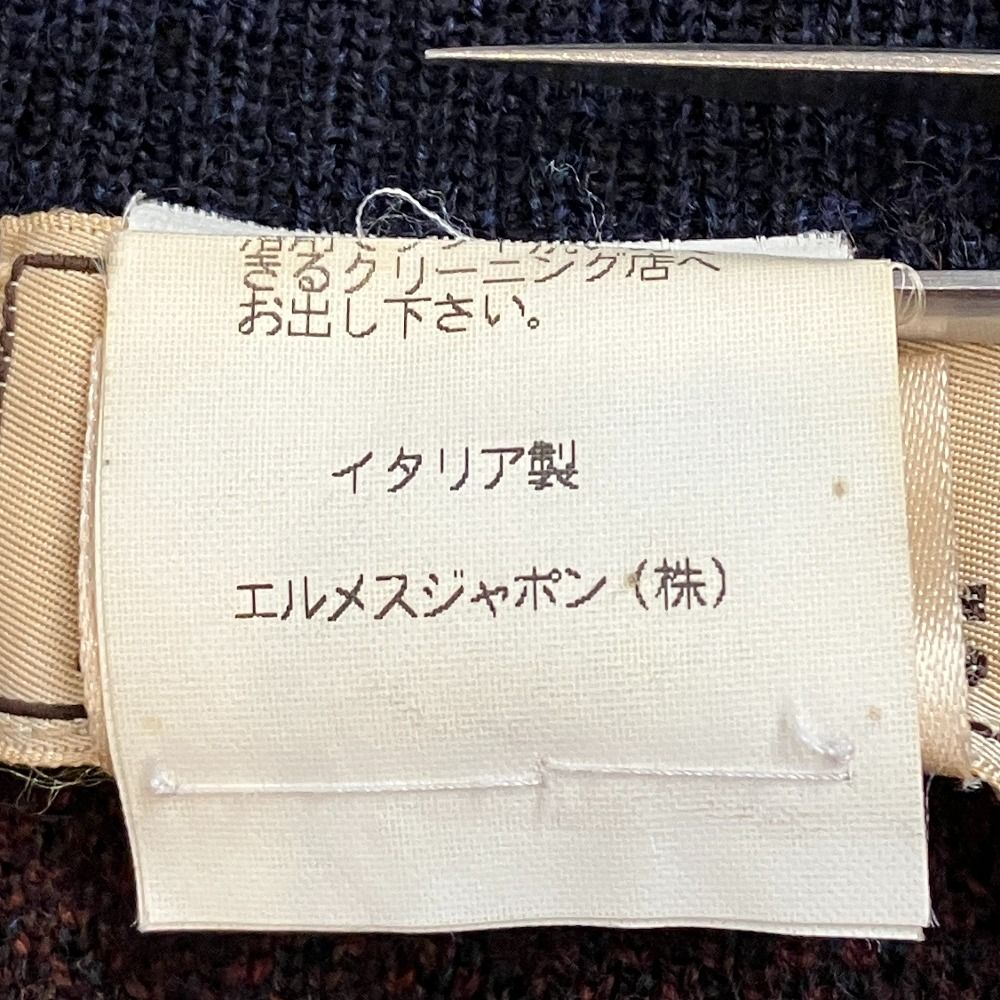 Hermes Vintage All Over Pattern Knit Sweater L Navy — view 6