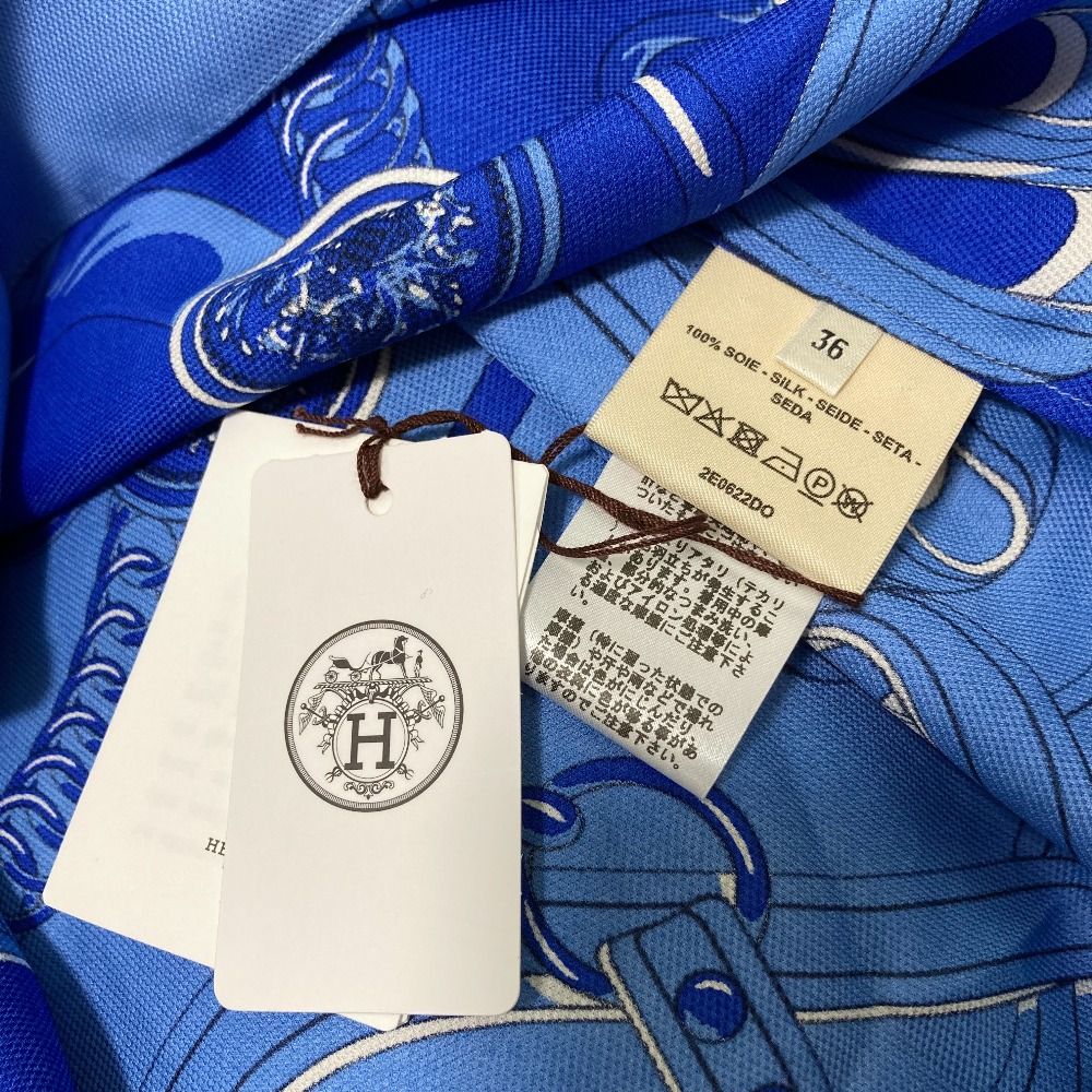 Hermes Grand Tralala Cut Twill Rene Dress 36 Blue — view 7