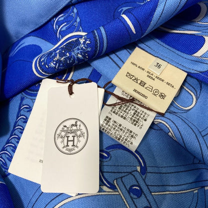 Hermes Grand Tralala Cut Twill Rene Dress 36 Blue — view 7