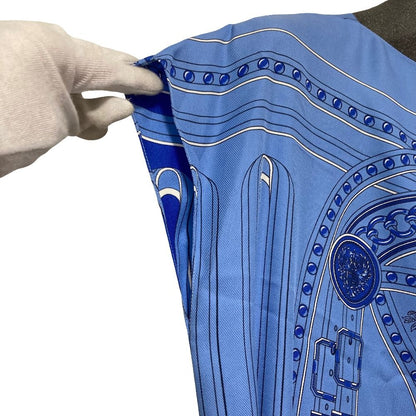 Hermes Grand Tralala Cut Twill Rene Dress 36 Blue — view 4