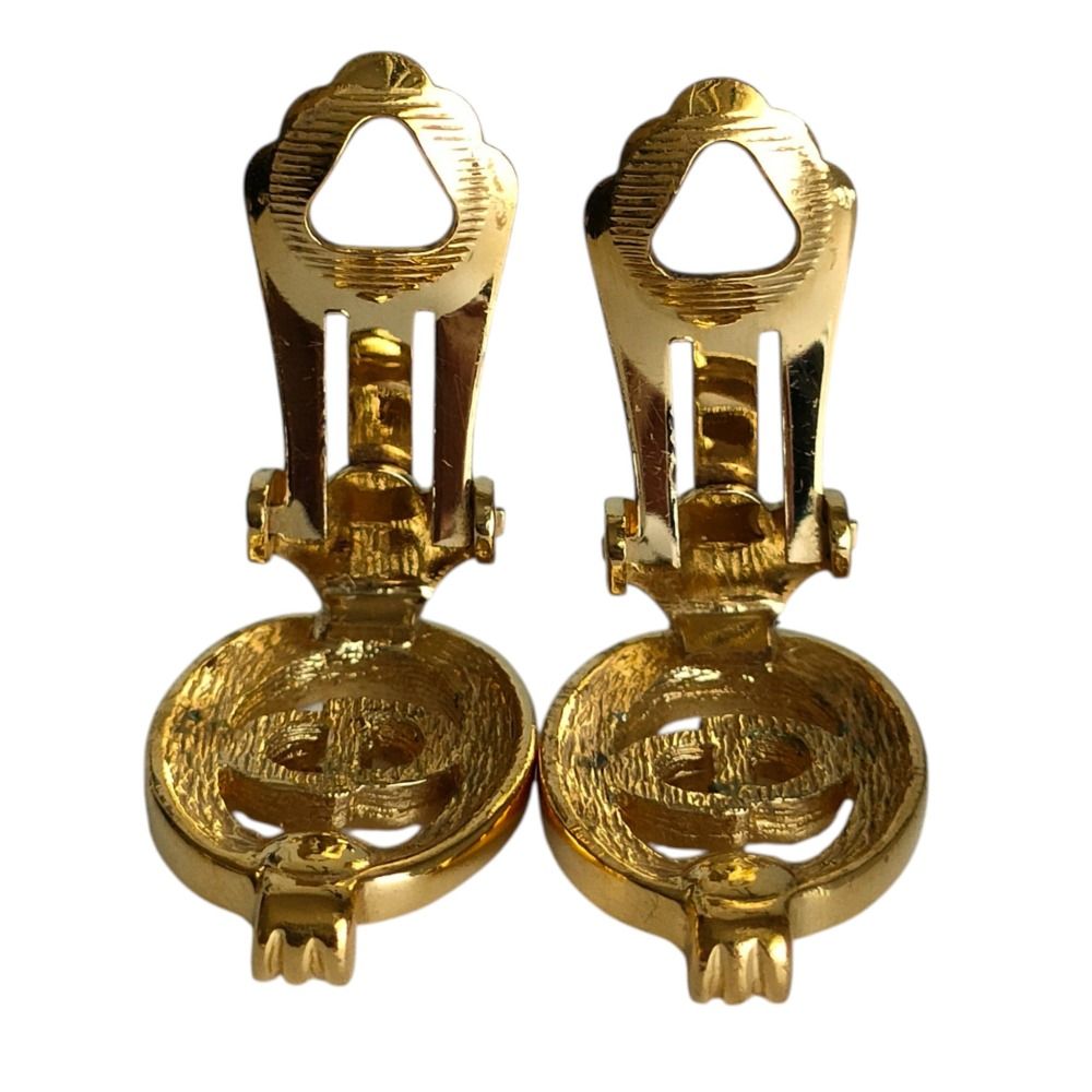 Dior CD Rhinestone Clip Earrings Gold — view 5