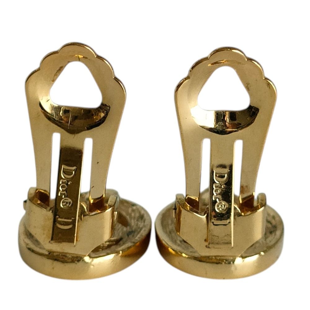 Dior CD Rhinestone Clip Earrings Gold — view 6