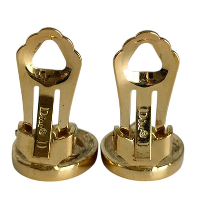 Dior CD Rhinestone Clip Earrings Gold — view 6