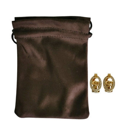 Dior CD Rhinestone Clip Earrings Gold — view 7