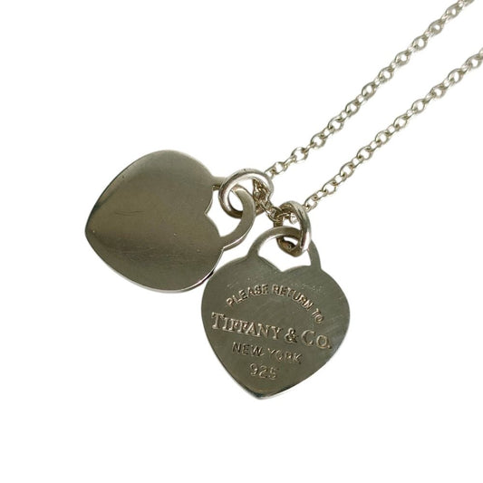 Tiffany & Co Return to Double Heart Chain Pendant 925 Sterling Silver