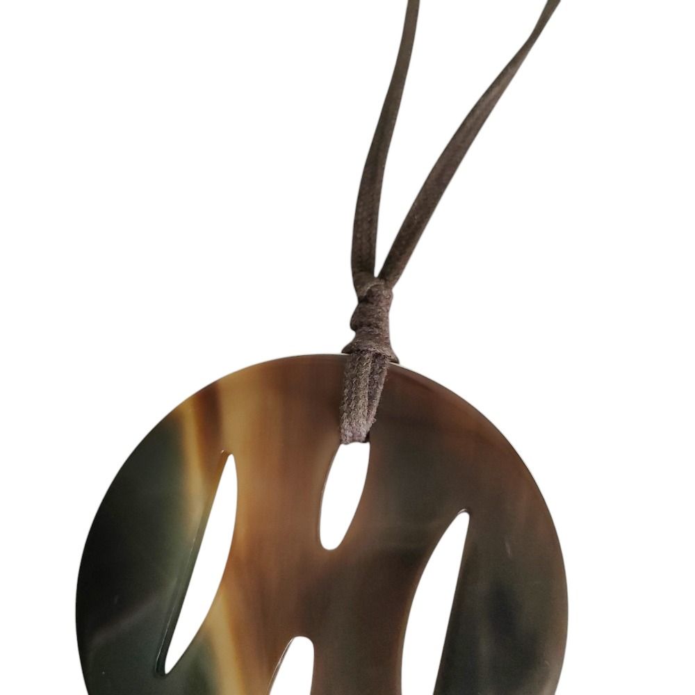 Hermes Tonkin Buffalo Horn Cord Necklace White Brown — view 2