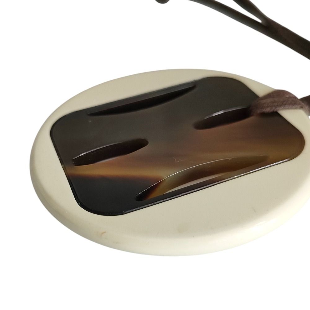 Hermes Tonkin Buffalo Horn Cord Necklace White Brown — view 4